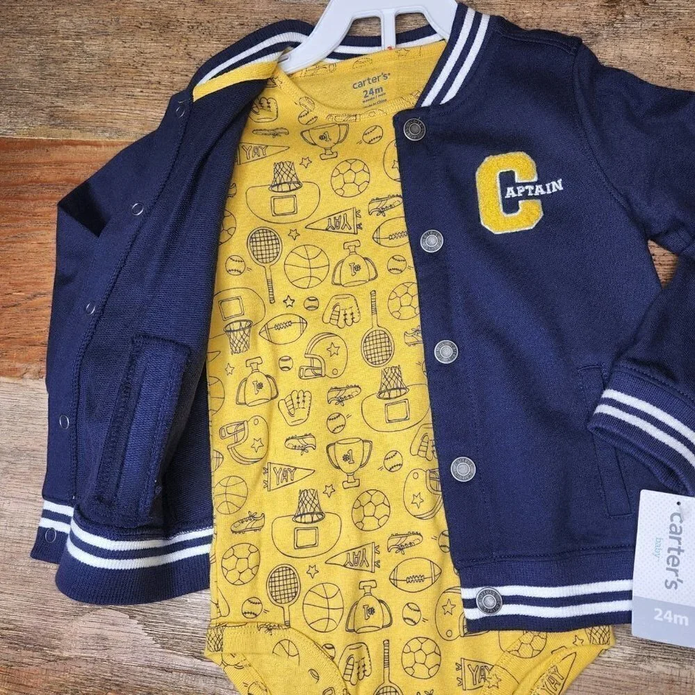 New Carter's 2-pieces Sport Captain Blue Varsity Jacket 24m